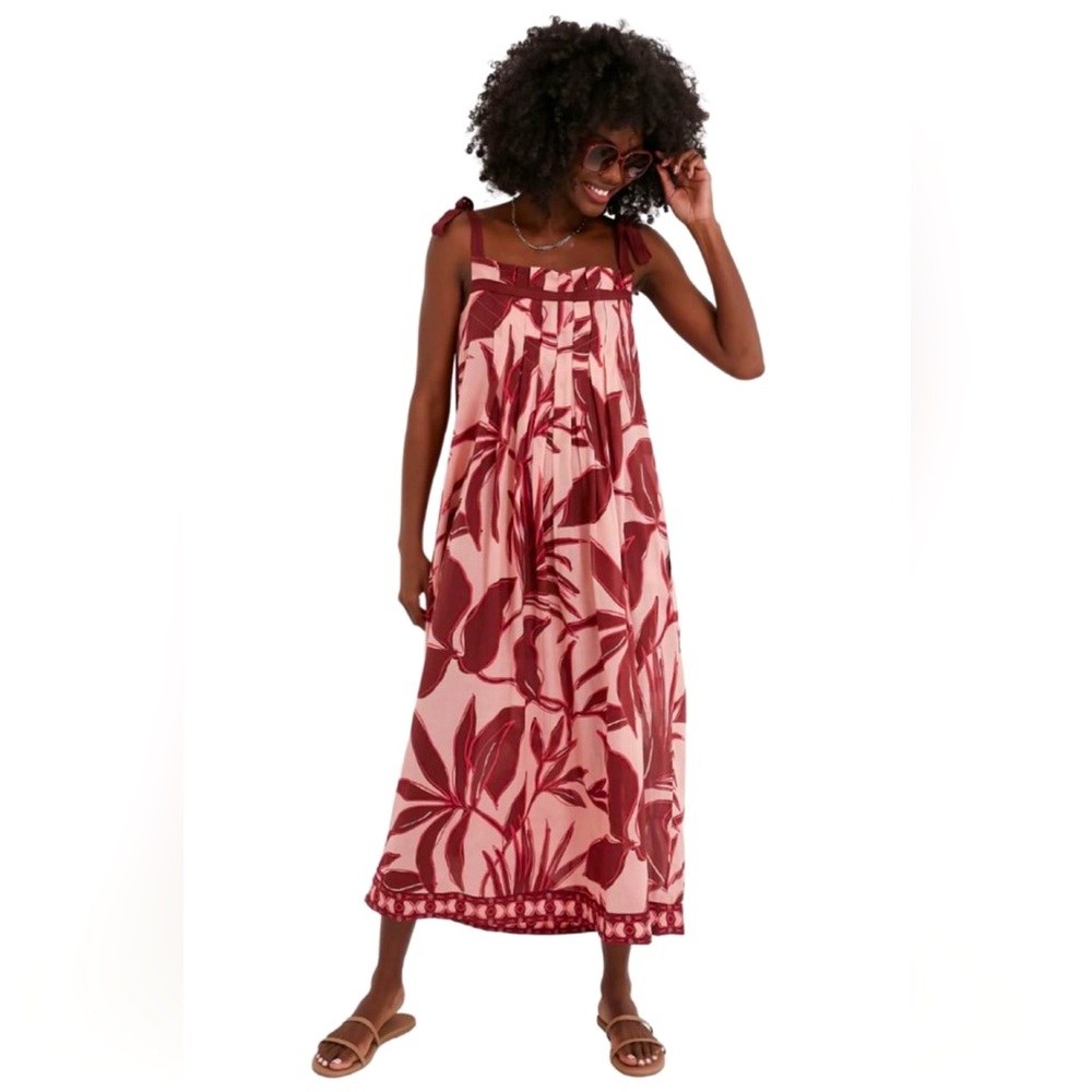 Tuckernuck Sangria Palm Tie Shoulder Dress - S. NWT